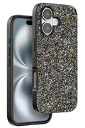 Mey İthalat® iPhone 16 Plus Bright Simli Kapak - Gümüş
