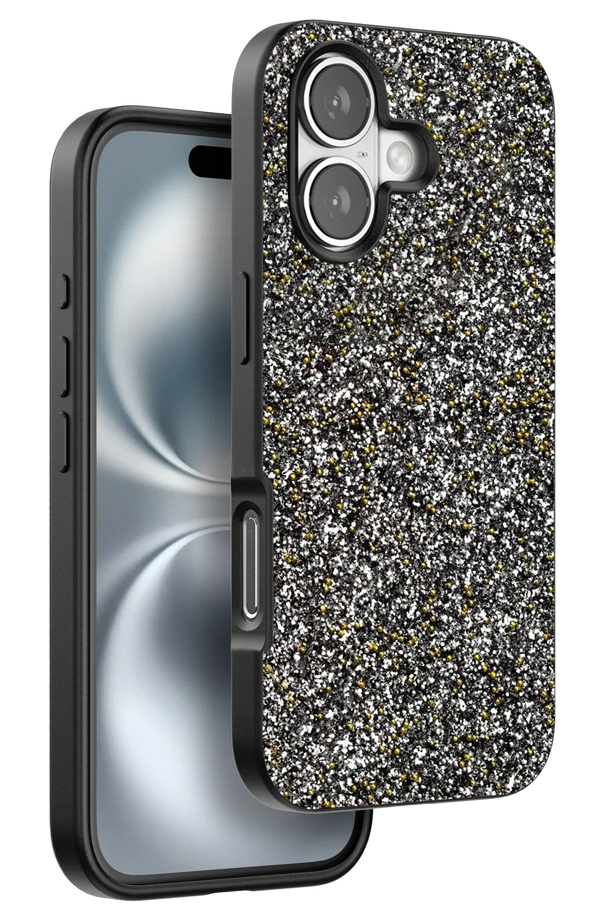 Mey İthalat® iPhone 16 Plus Bright Simli Kapak - Gümüş
