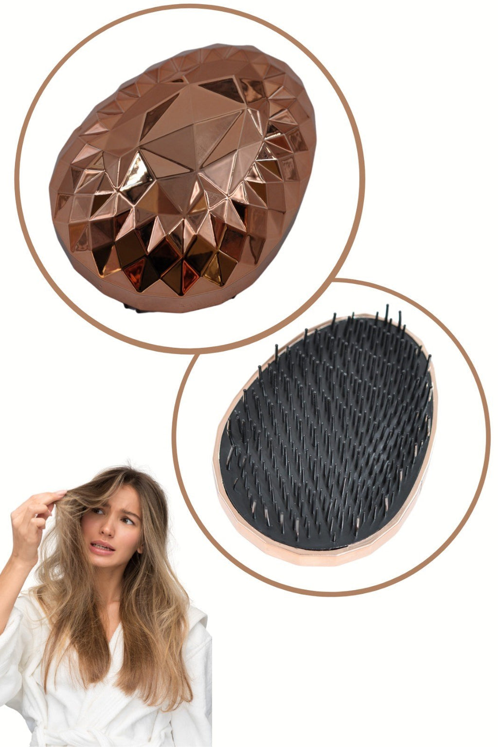 Rose Gold Saç Düzleştirici Tarak Geniş AralıklıHer Saç Tipine Uygun Fırçalı Saç Düzleştiric