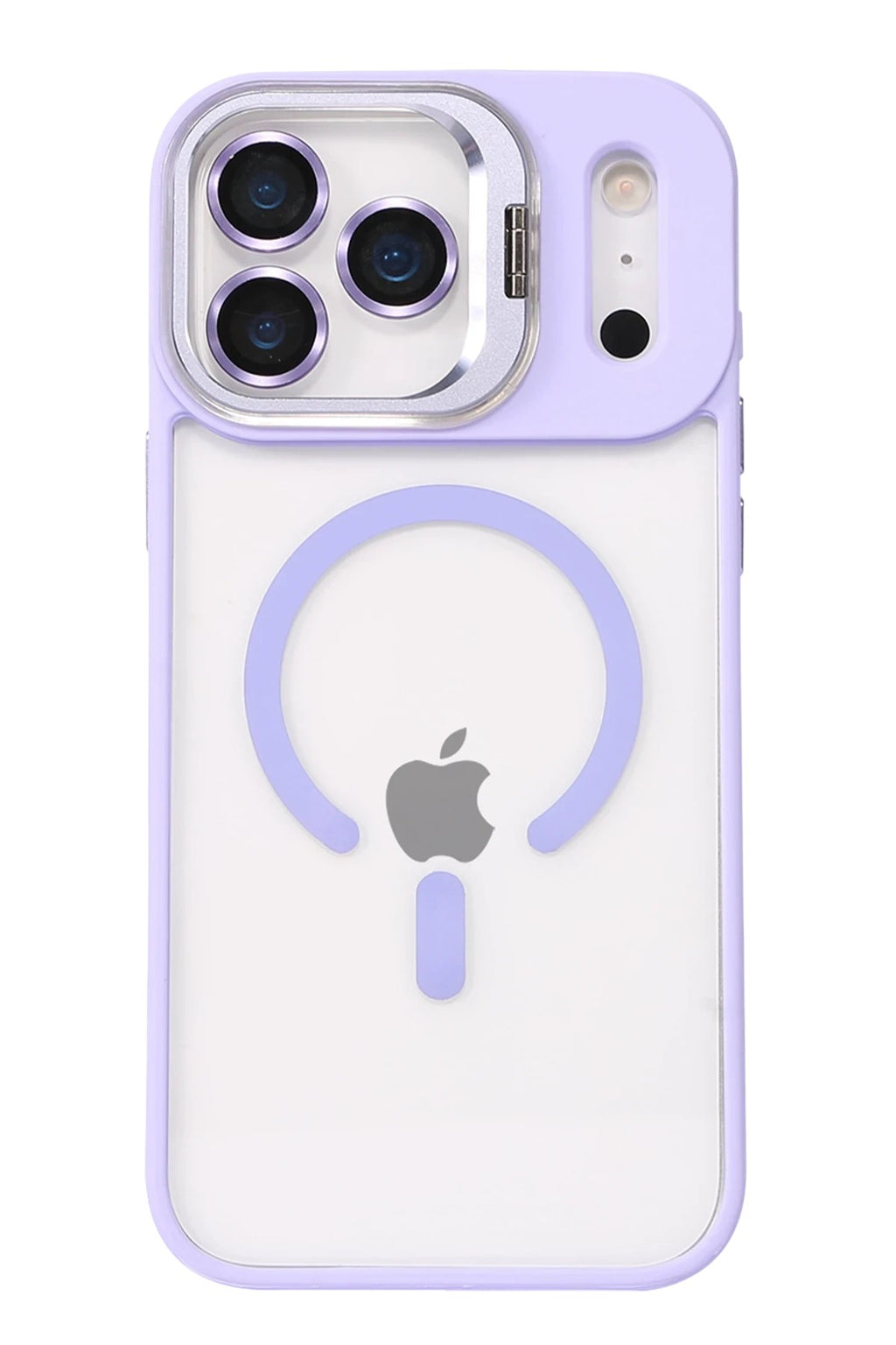 Mey İthalat® iPhone 17 Pro Max Remim Lensli Magsafe Standlı Kapak - Lila
