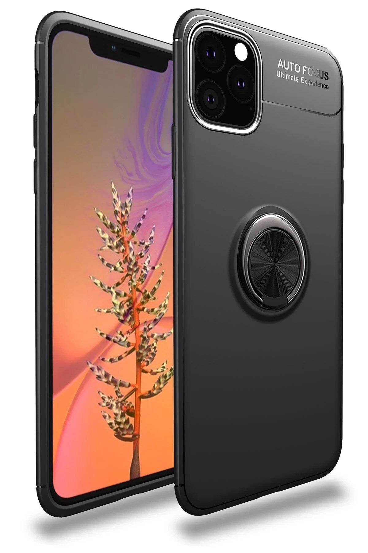 Mey İthalat® iPhone 11 Pro Max Kılıf Range Yüzüklü Silikon - Siyah