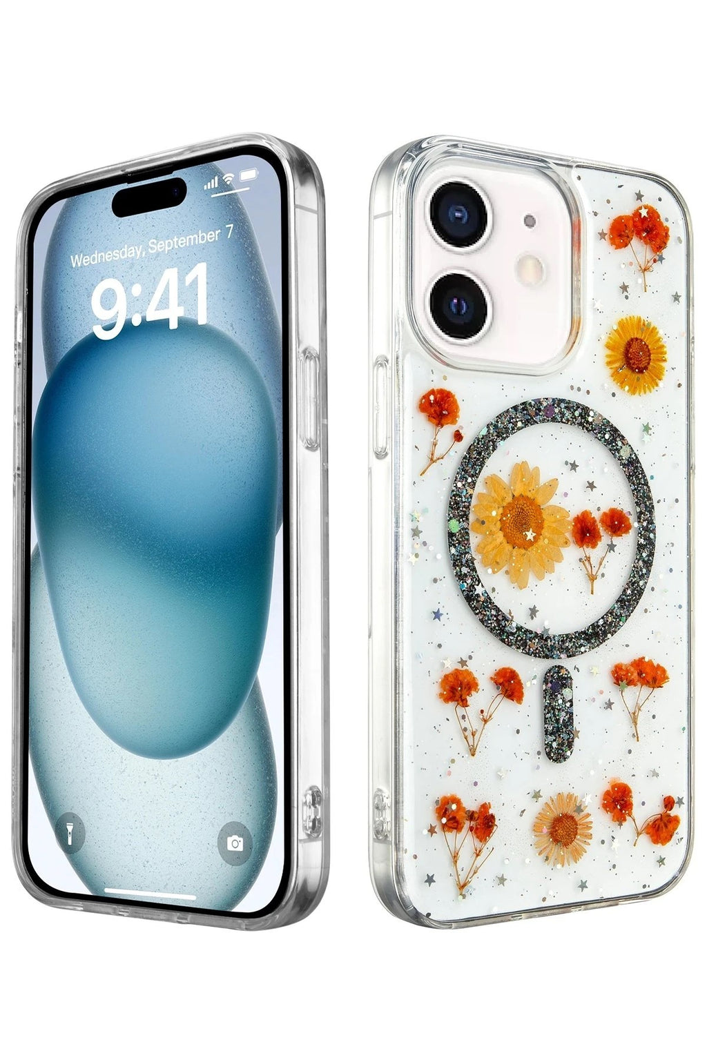 Mey İthalat® iPhone 12 Kılıf Daisy Simli Magsafe Kapak - Siyah