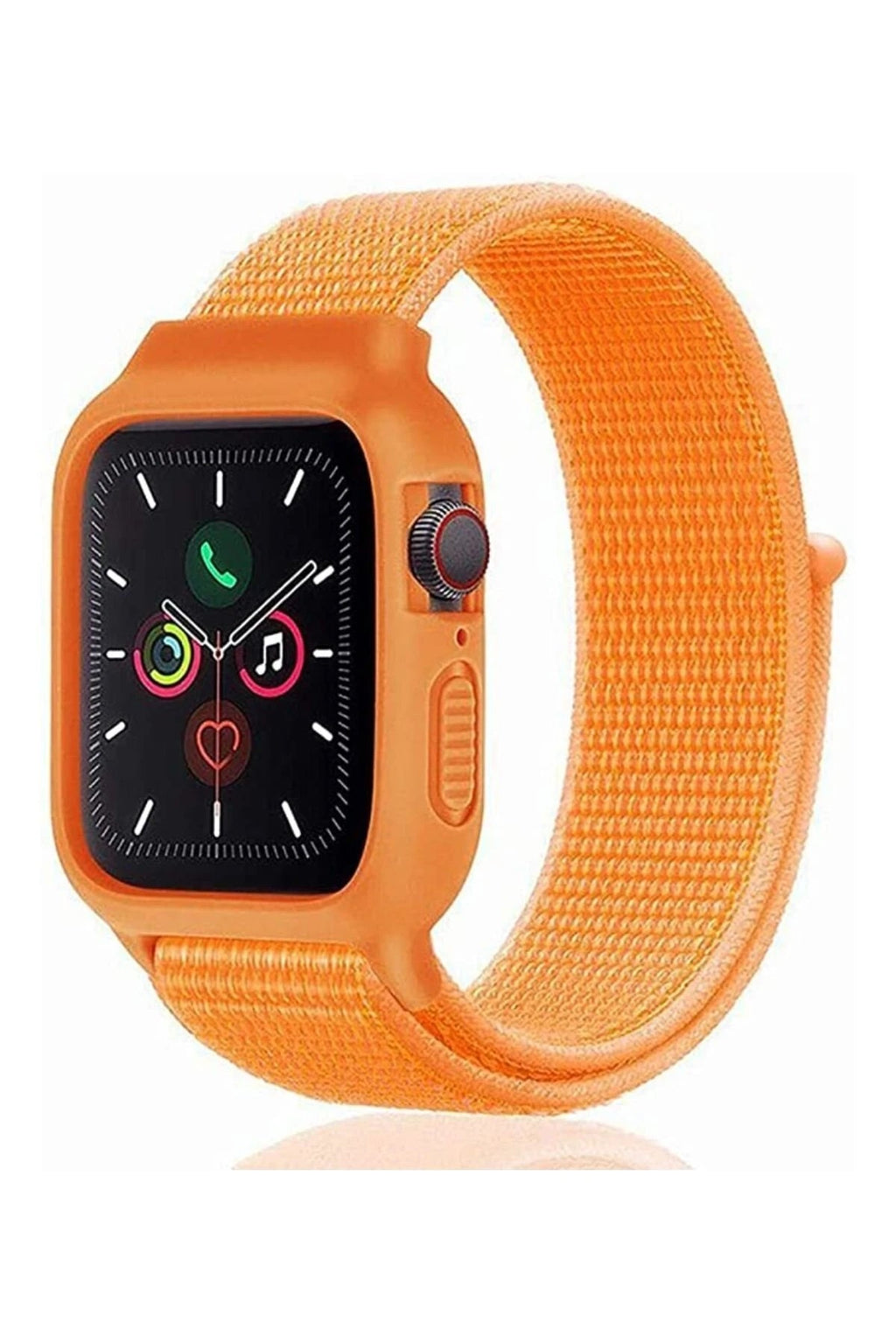 Mey İthalat® Watch 42mm Hasırlı Cırtcırtlı Kasalı Kordon - Turuncu