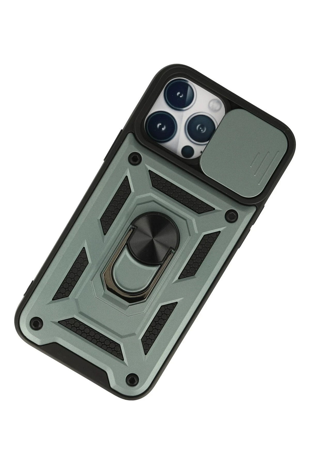 Mey İthalat® iPhone 13 Pro Kılıf Pars Lens Yüzüklü Silikon - Yeşil