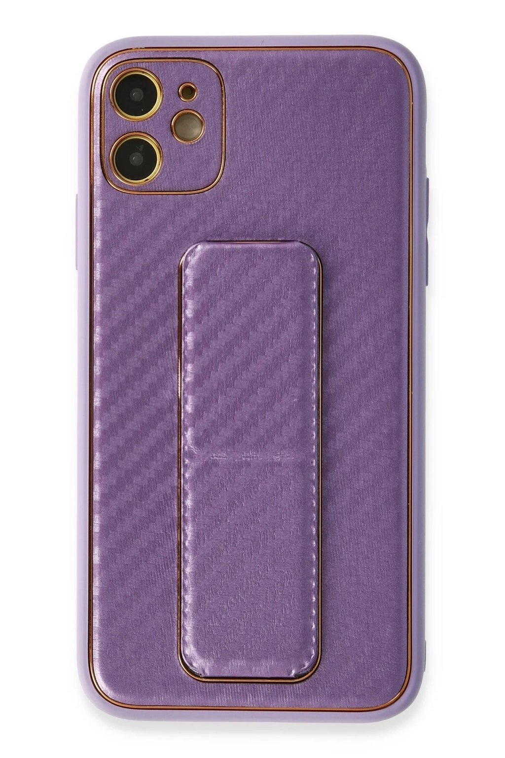 Mey İthalat® iPhone 12 Kılıf Coco Karbon Standlı Kapak - Mor