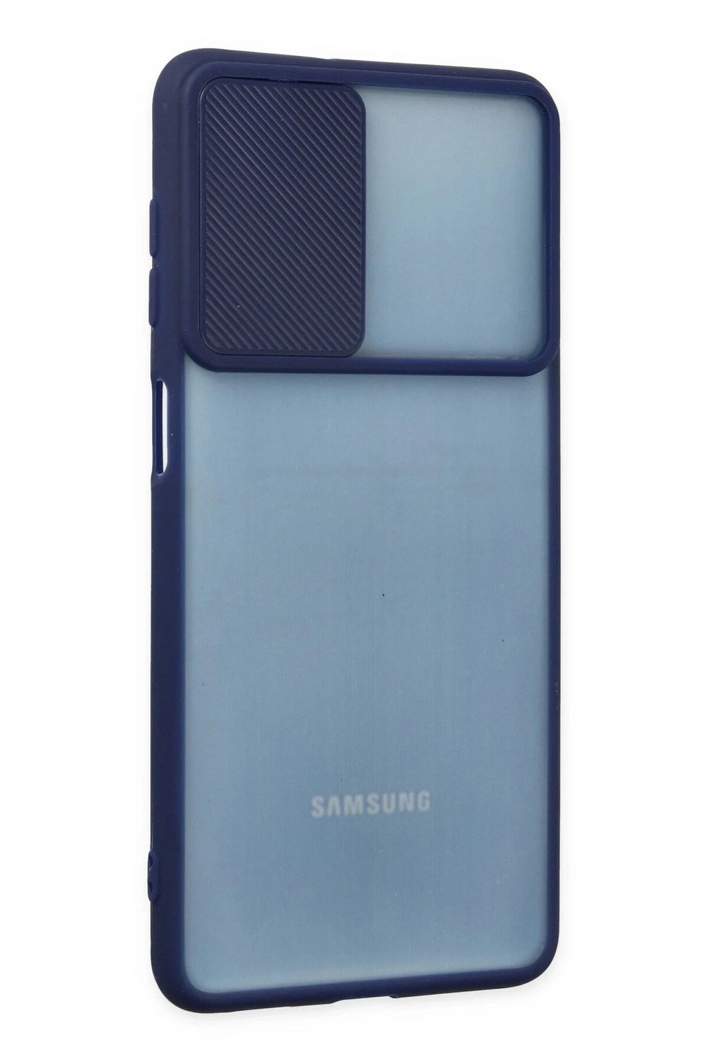 Mey İthalat® Samsung Galaxy M52 5G Kılıf Palm Buzlu Kamera Sürgülü Silikon - Lacivert