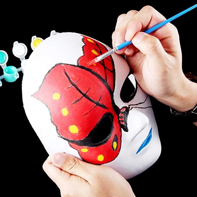 Mey İthalat® Beyaz Renk Boyanabilir Anonim Tam Yüz Cosplay Maske 24x18 cm