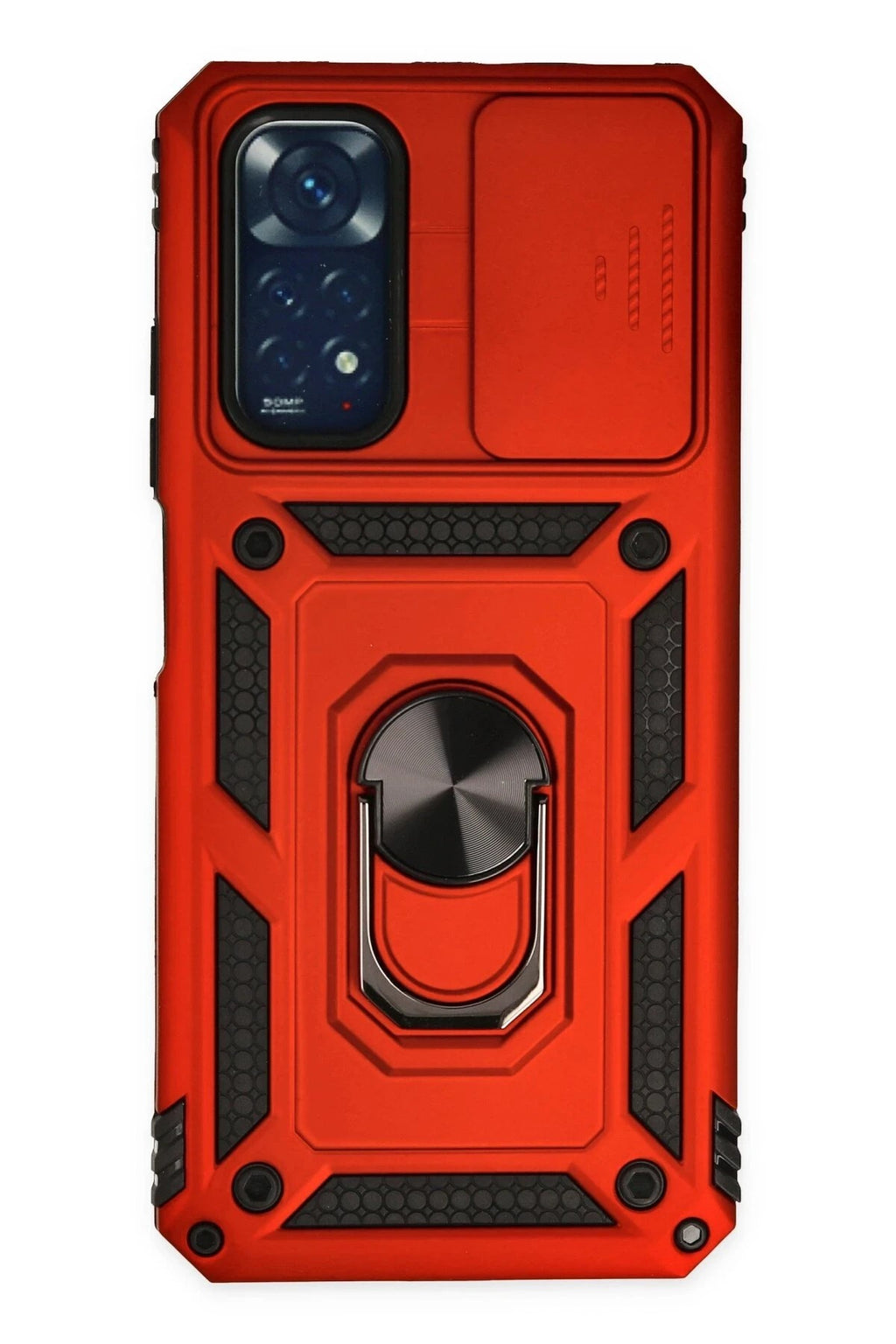 Mey İthalat® Redmi Note 11 Kılıf Pars Lens Yüzüklü Silikon - Kırmızı