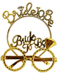 Mey İthalat® Bride To Be Yazılı Taç ve Bride To Be Yazılı Gözlük Seti Altın Renk