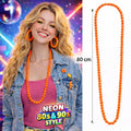 Mey İthalat® Neon Turuncu Boncuk Kolye 80 cm – Retro 80’ler 90’lar Parti Aksesuarı
