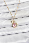 Mey İthalat® 316L Çelik Zincir Gold Renk Pembe Kuğu Model Zirkon Taşlı Kadın Kolye
