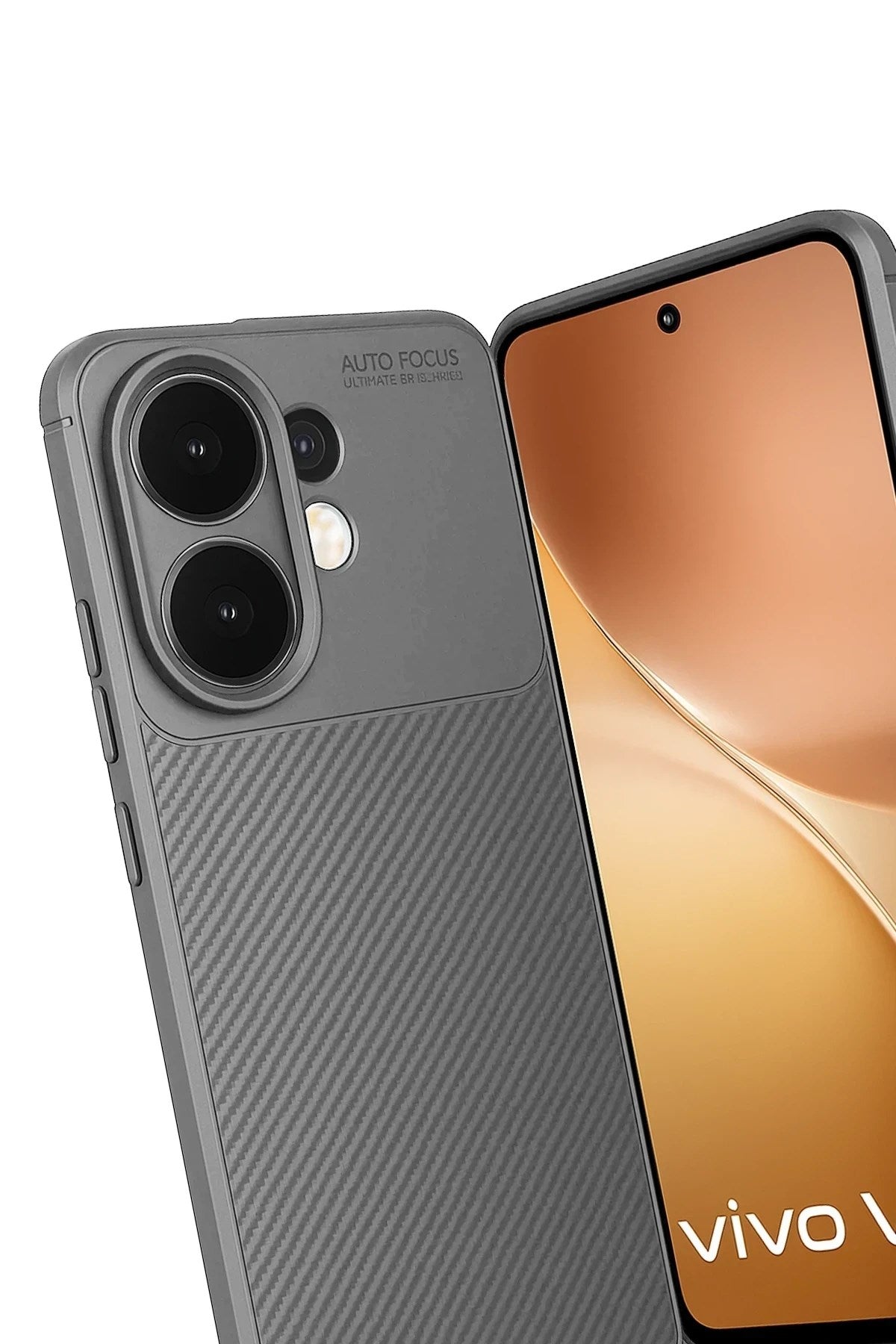 Mey İthalat® Vivo V60 5G Auto Focus Karbon Kapak - Gri