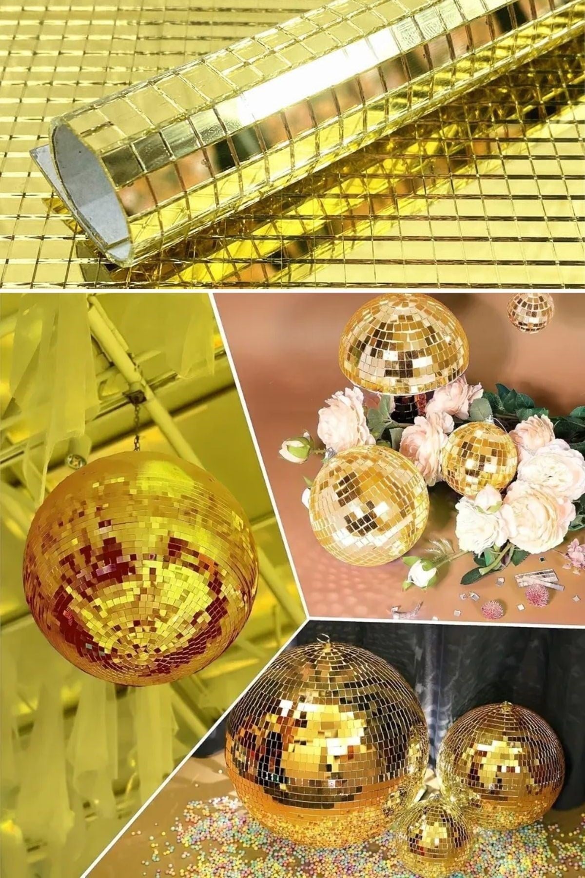 Kare Gold Cam Mozaik Fayans Çıkartmaları El İşi Kare Cam Fayans Kendinden Yapışkanlı Aynalı Dekor Panel 30x30 Cm