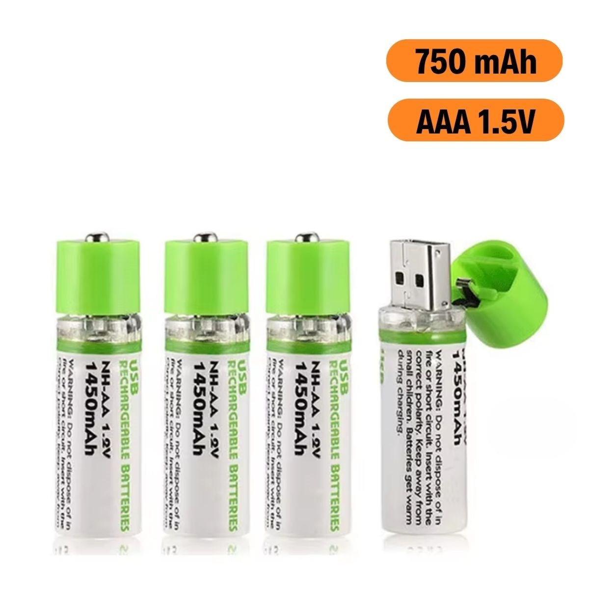 USB Şarjlı 1450mAh AA 1.2V Lityum Kalem Pil – 4'lü Set, Tekrar Şarj Edilebilir Uzun Ömürlü Dönüştürülebilir Batarya