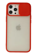 Mey İthalat® iPhone 12 Pro Max Kılıf Palm Buzlu Kamera Sürgülü Silikon - Kırmızı