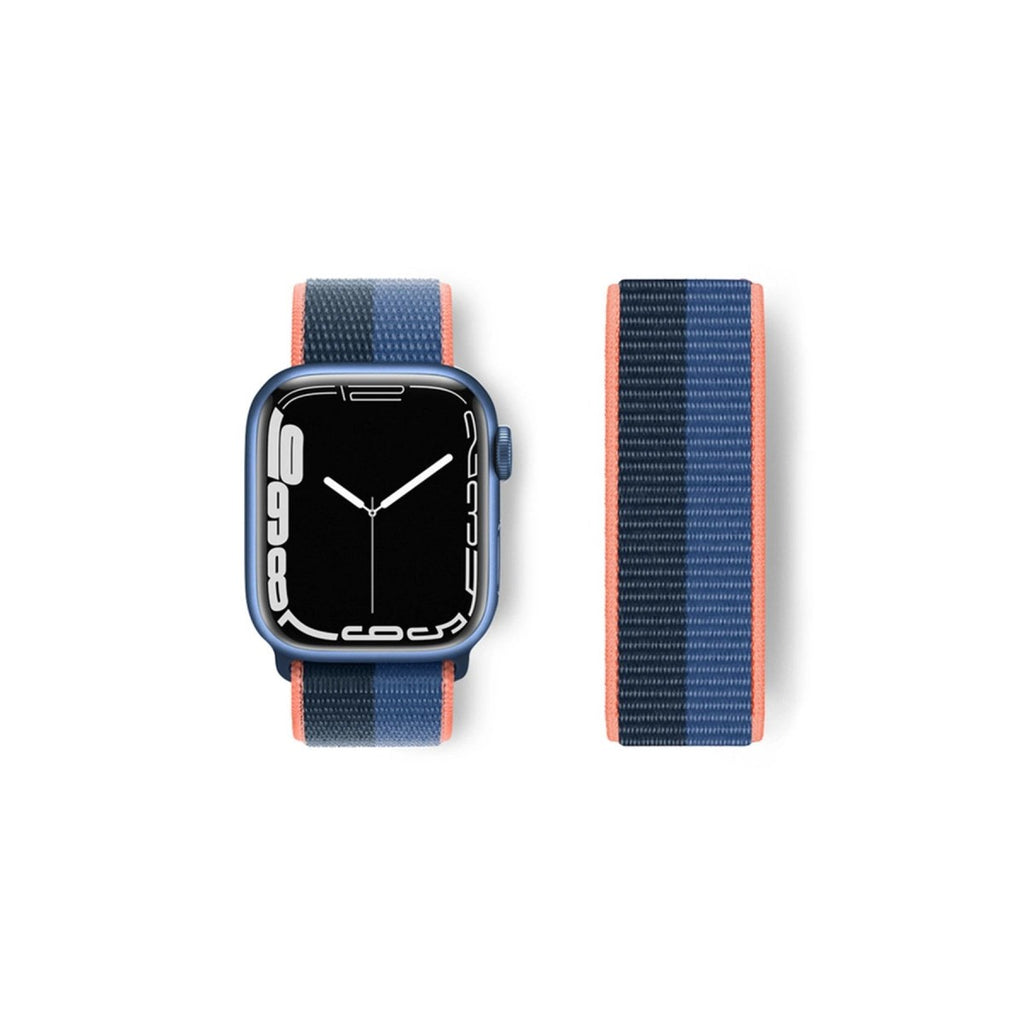 Mey İthalat® Watch 38mm Hasırlı Cırtcırtlı Kordon - Siyah-Mavi