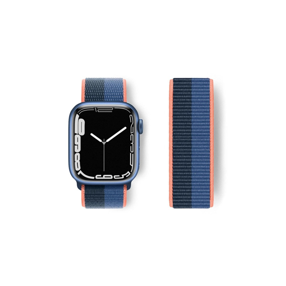 Mey İthalat® Watch 38mm Hasırlı Cırtcırtlı Kordon - Siyah-Mavi