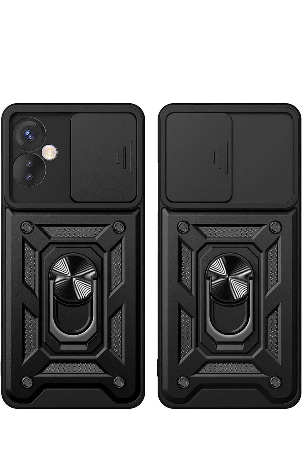 Mey İthalat® İnfinix Hot 30 5G Kılıf Pars Lens Yüzüklü Silikon - Gümüş