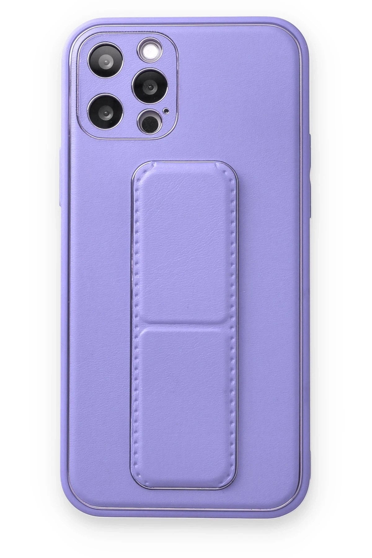 Mey İthalat® iPhone 12 Pro Kılıf Coco Deri Standlı Kapak - Koyu Lila