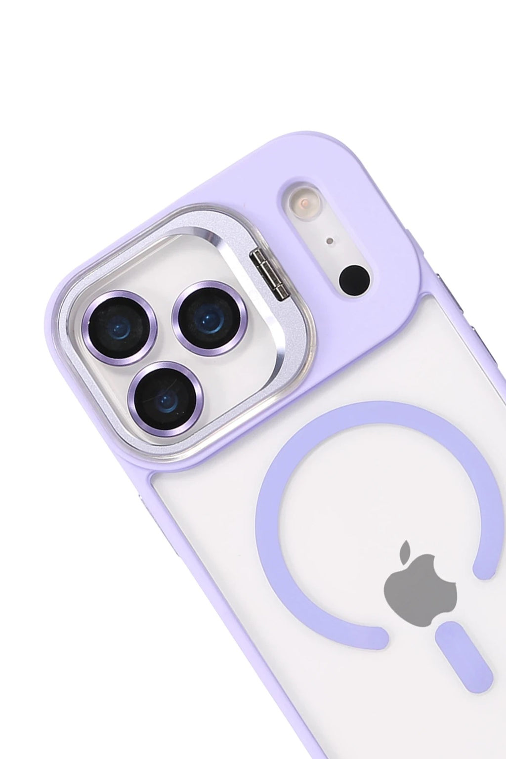 Mey İthalat® iPhone 17 Pro Max Remim Lensli Magsafe Standlı Kapak - Lila