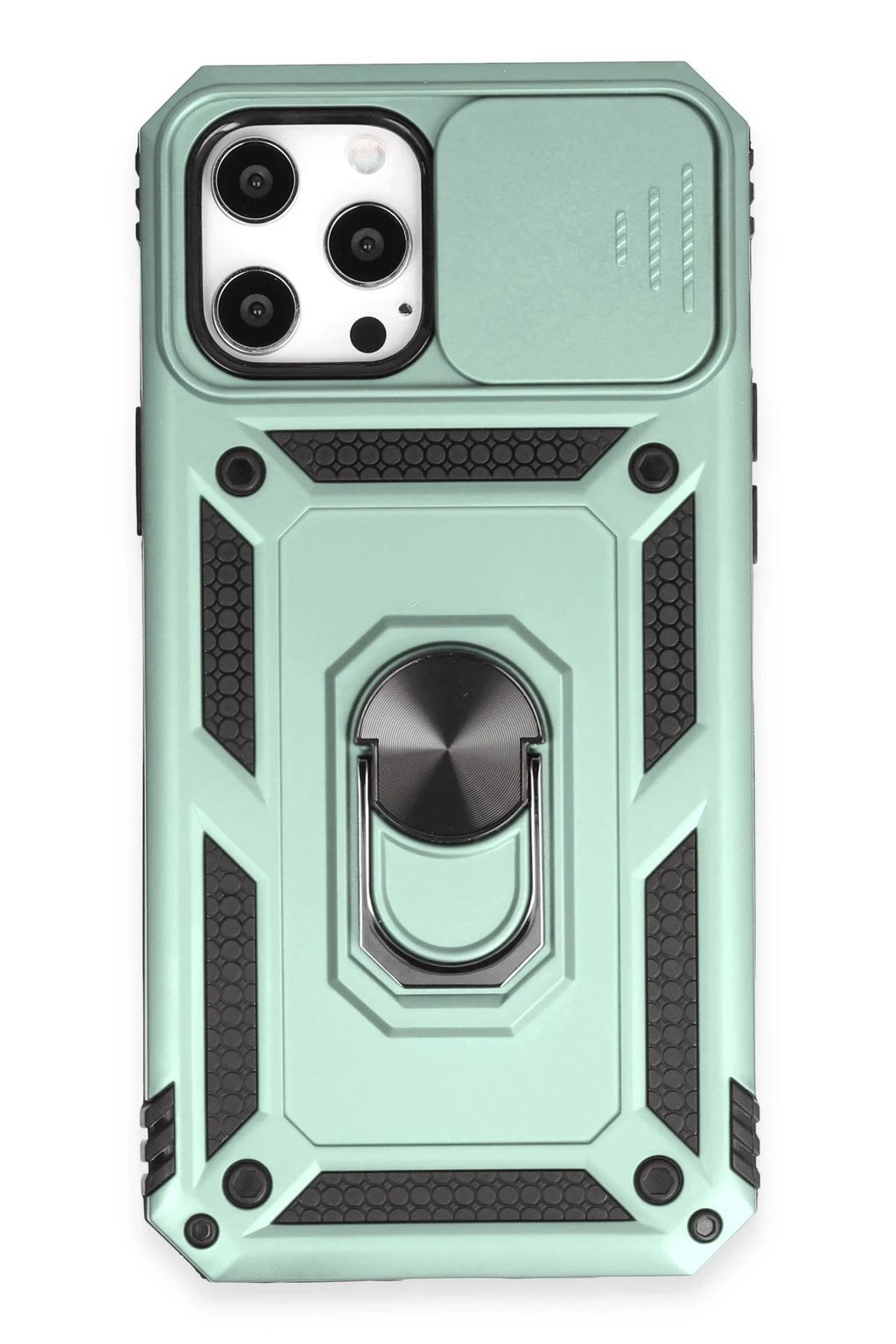 Mey İthalat® iPhone 12 Pro Max Kılıf Pars Lens Yüzüklü Silikon - Yeşil