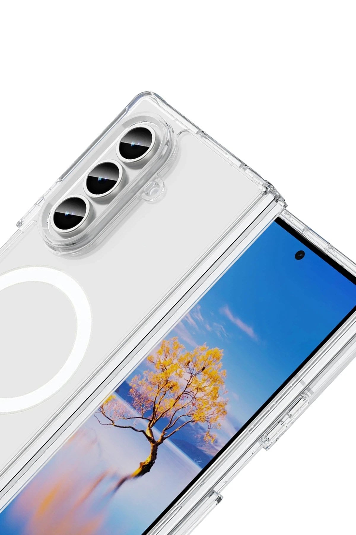 Mey İthalat® Samsung Galaxy Z Fold 7 Kılıf Magneticsafe Şeffaf Silikon - Şeffaf