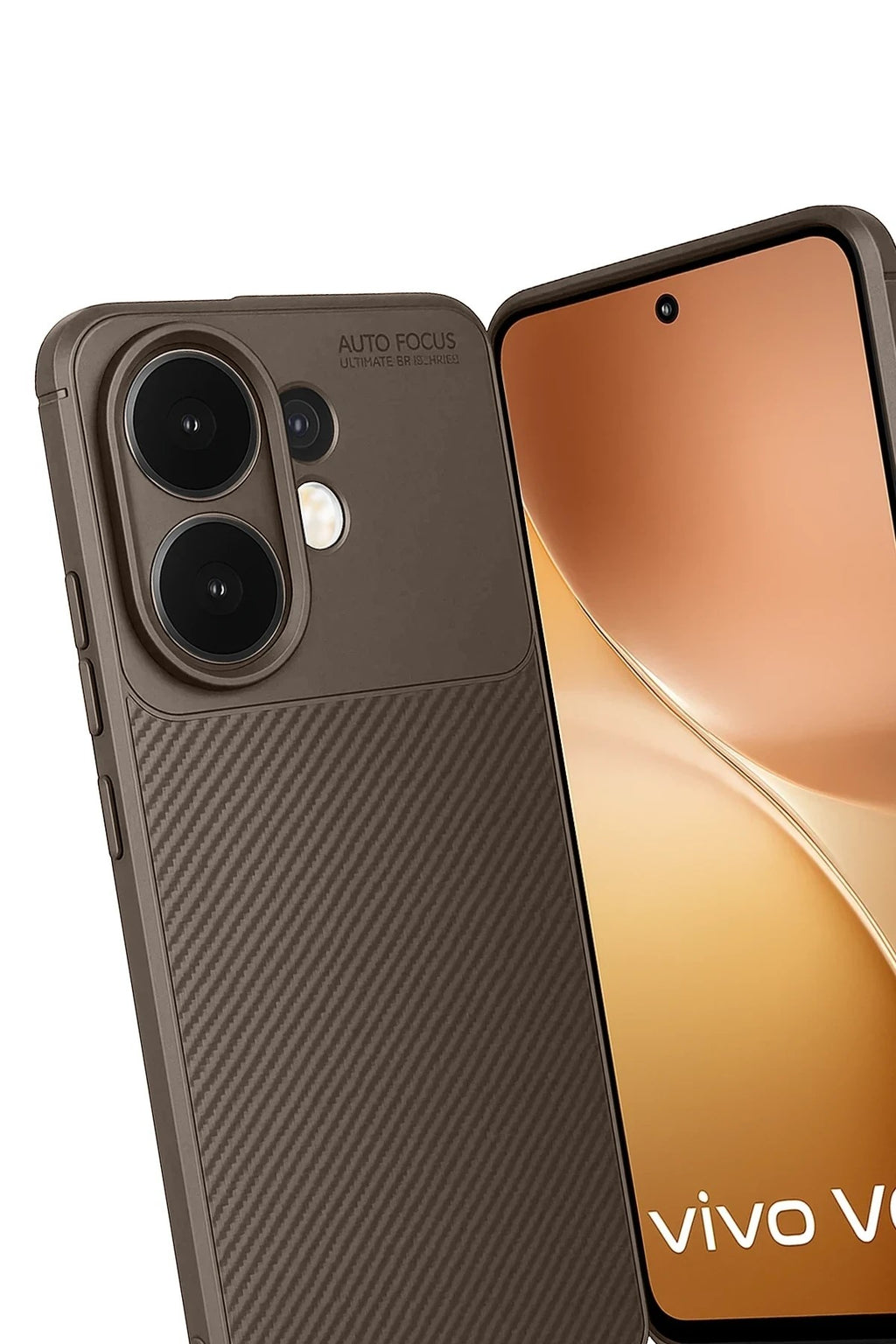 Mey İthalat® Vivo V60 5G Auto Focus Karbon Kapak - Kahverengi