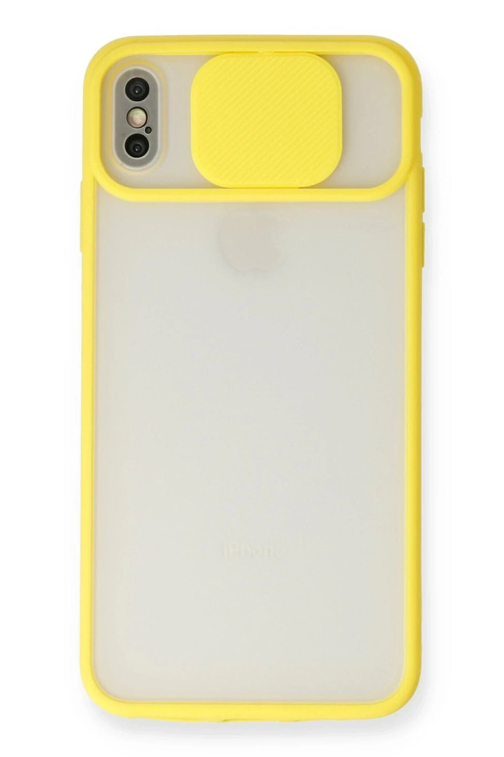 Mey İthalat® iPhone X Kılıf Palm Buzlu Kamera Sürgülü Silikon - Sarı