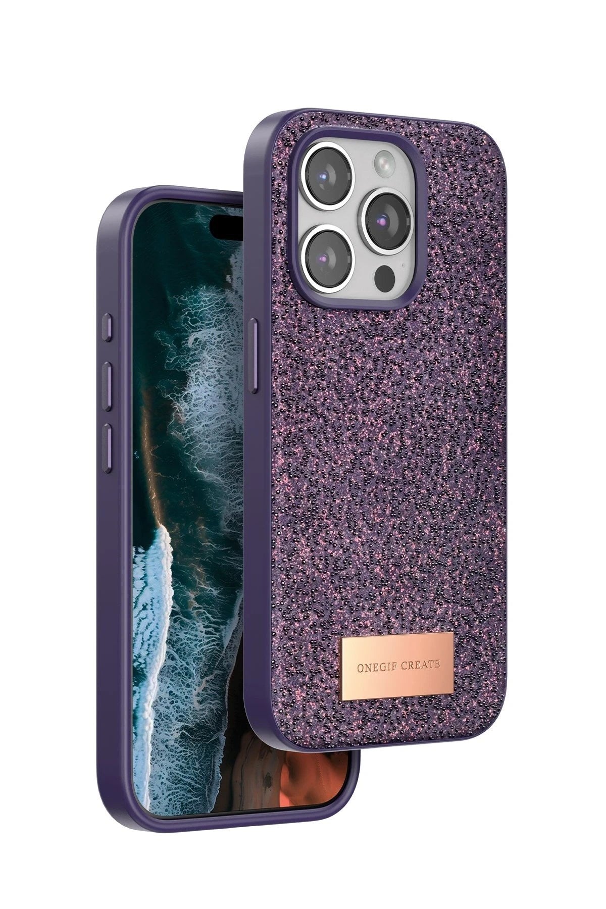 Mey İthalat® iPhone 14 Pro Max Bright Simli Kapak - Derin Mor