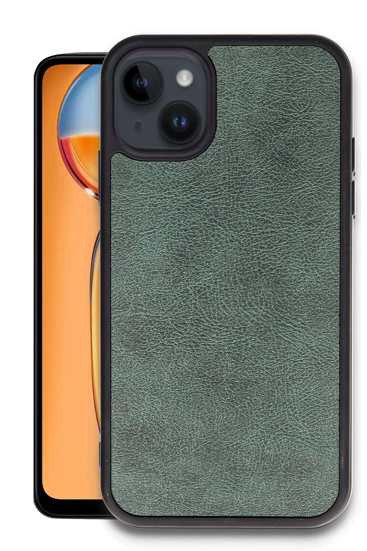 Mey İthalat® iPhone 14 Kılıf Aras Deri Kapak - Koyu Yeşil