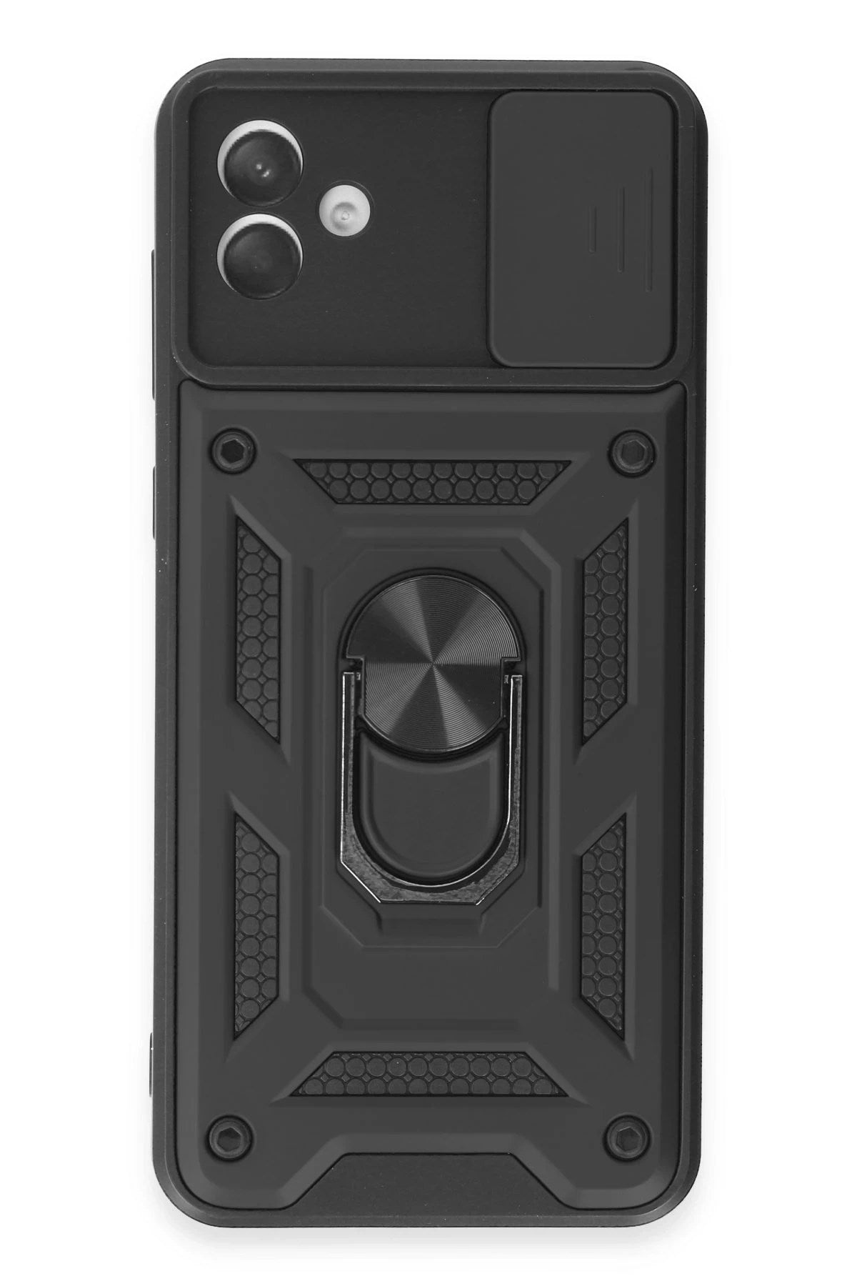 Mey İthalat® Samsung Galaxy A04E Kılıf Pars Lens Yüzüklü Silikon - Siyah