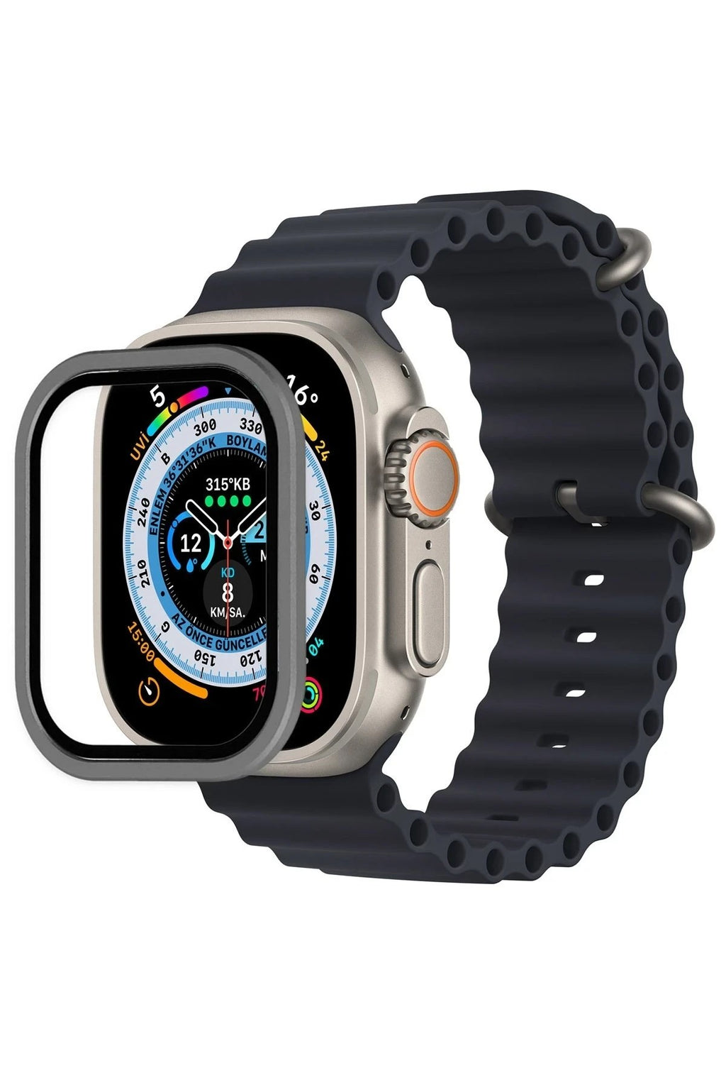 Mey İthalat® Watch Ultra 49mm Alüminyum Kasa Cam Ekran Koruyucu - Gri