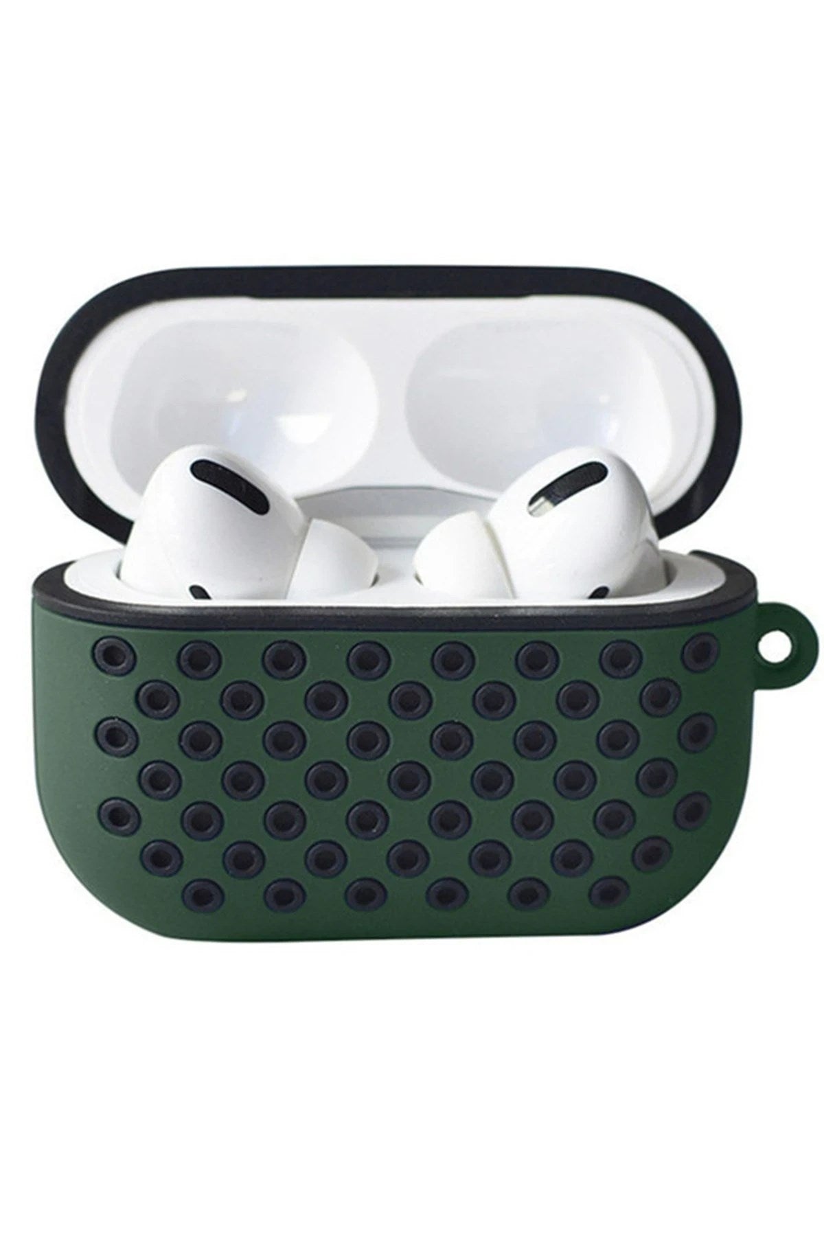 Mey İthalat® Airpods Pro 2 (2.nesil) Spor Delikli Kılıf - Haki Yeşil-Siyah