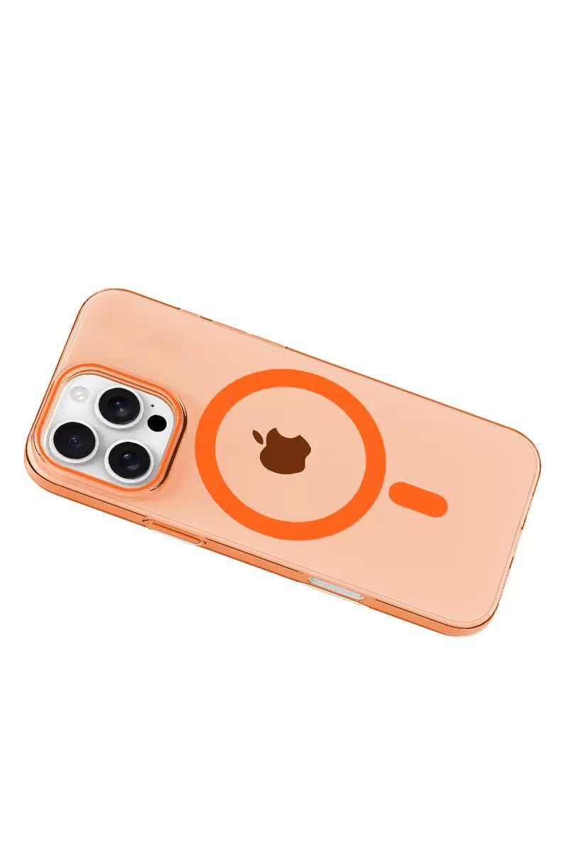 Mey İthalat® iPhone 16 Pro Max PC Blank Magsafe Kapak - Turuncu