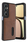 Mey İthalat® Realme C65 Sara Kartvizitli Deri Kılıf - Taba