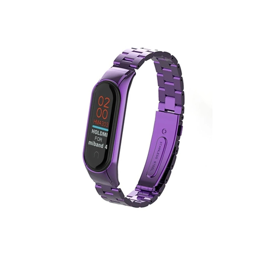 Mey İthalat® Mi Band 4 Metal Baklalı Kordon - Mor