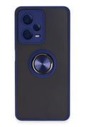Mey İthalat® Redmi Note 12 5G Kılıf Montreal Yüzüklü Silikon Kapak - Lacivert