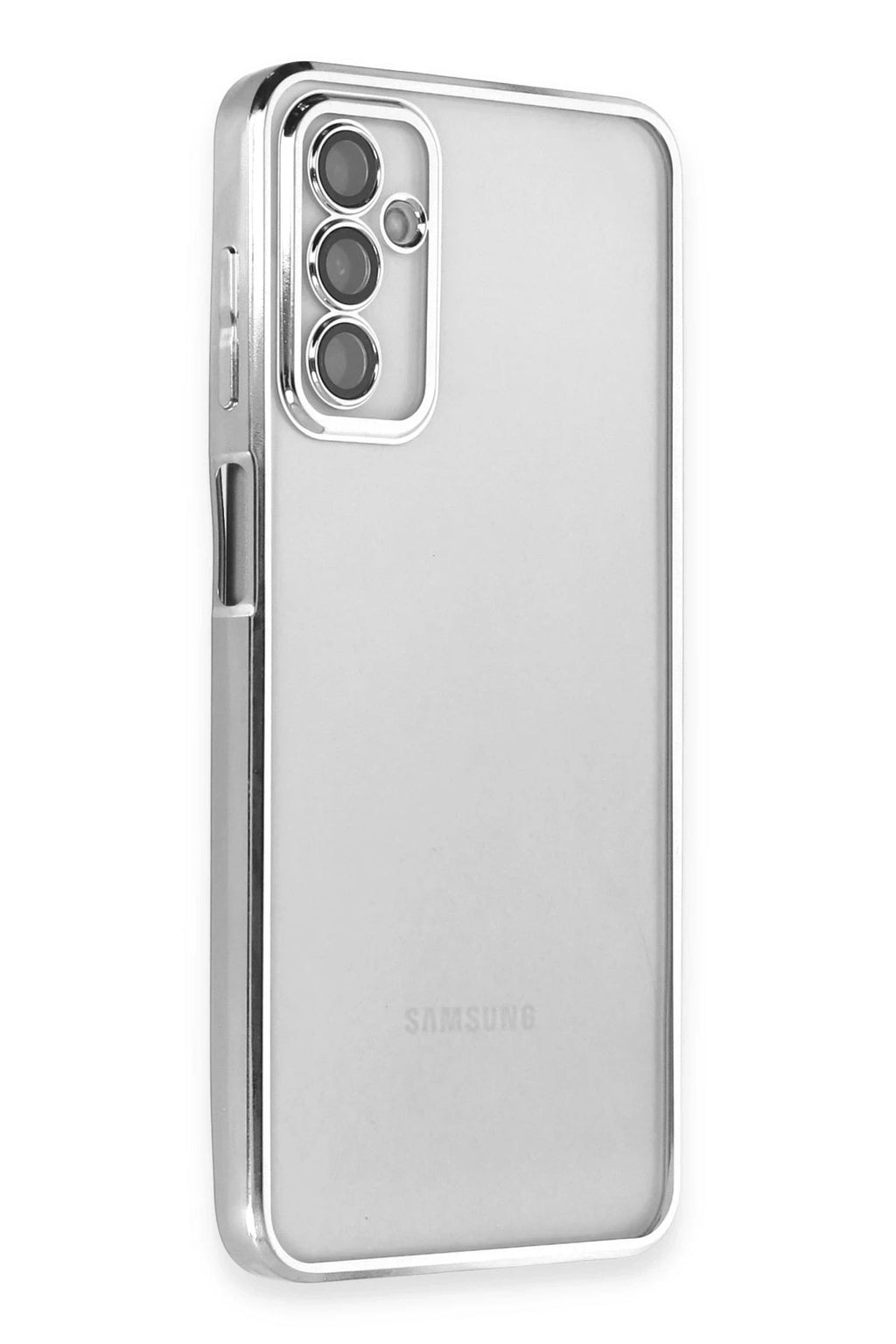 Mey İthalat® Samsung Galaxy M23 Kılıf Lensli Silikon - Gümüş