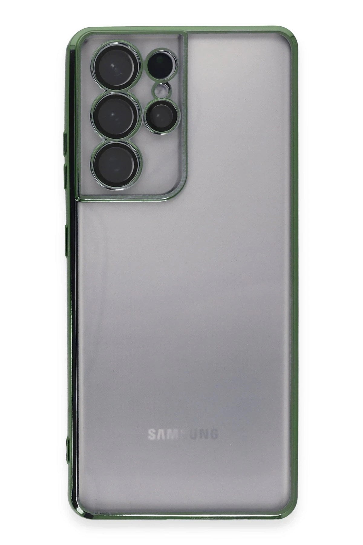 Mey İthalat® Samsung Galaxy S21 Ultra Kılıf Lensli Silikon - Yeşil