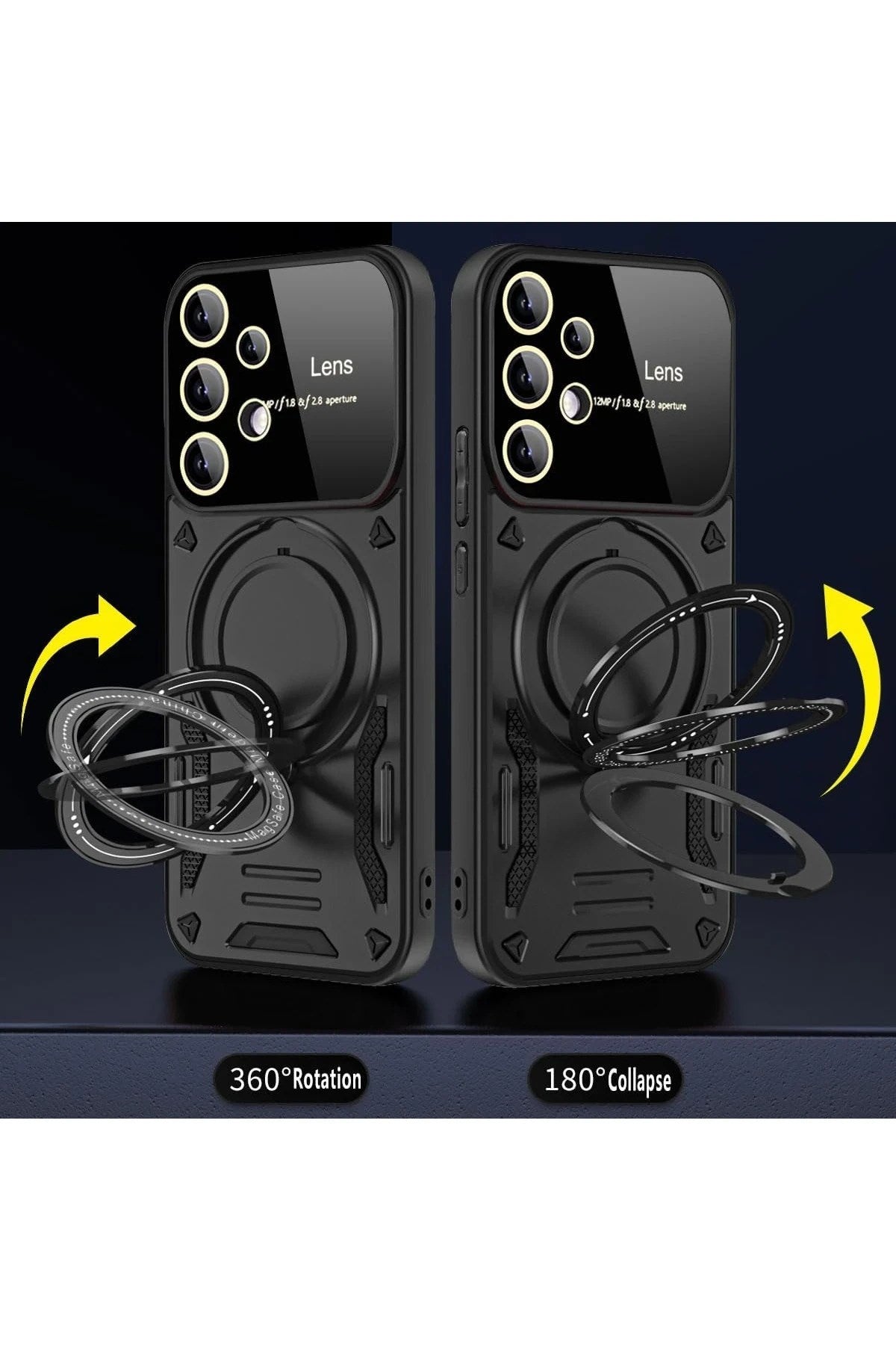 Mey İthalat® Samsung Galaxy S25 Ultra Kılıf Joy Lens Standlı Kapak - Koyu Yeşil