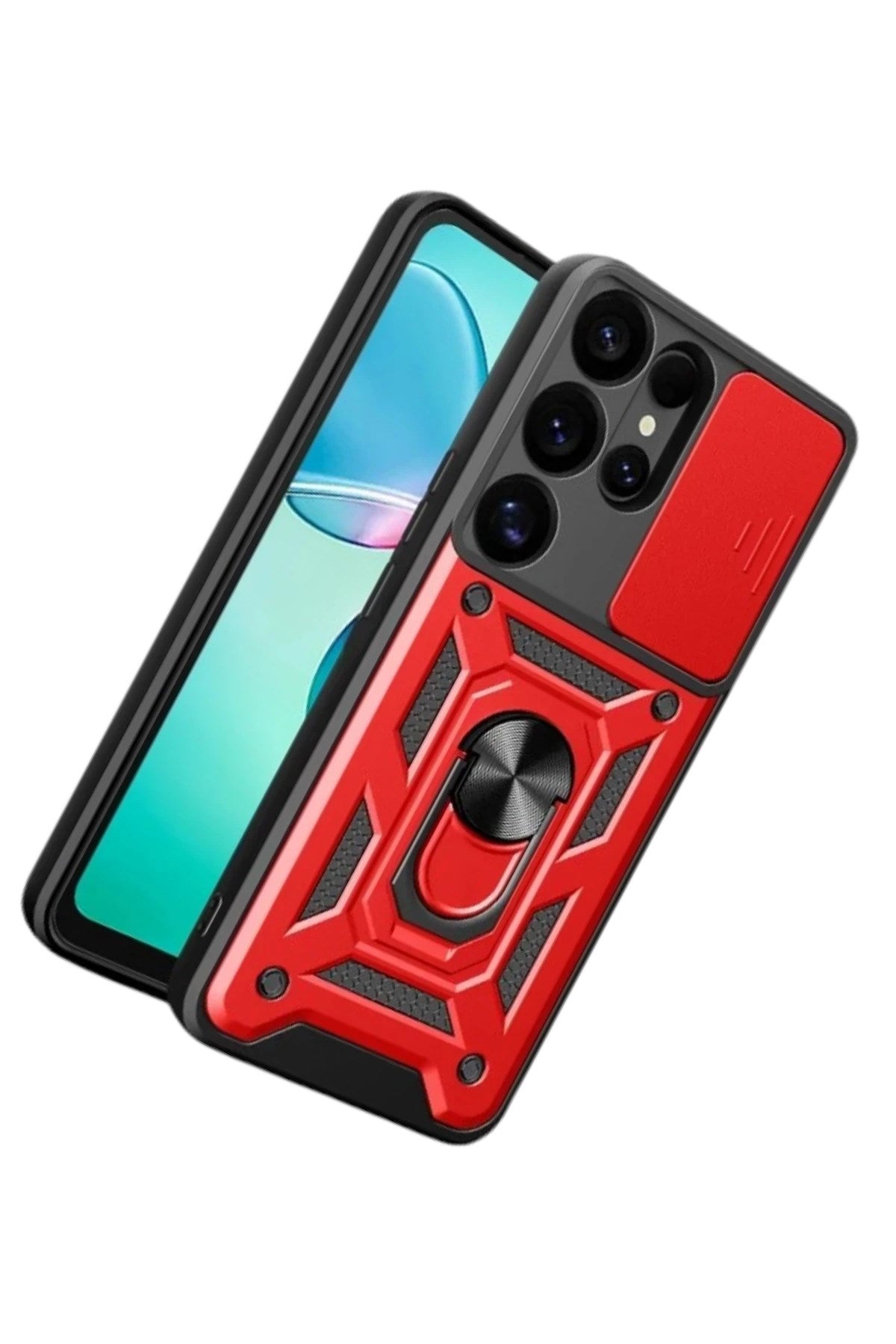 Mey İthalat® Samsung Galaxy S26 Ultra Pars Lens Yüzüklü Silikon - Kırmızı