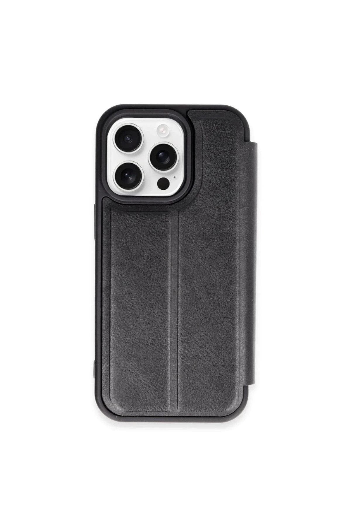 Mey İthalat® iPhone 15 Pro Max Kılıf Flip Cover - Siyah