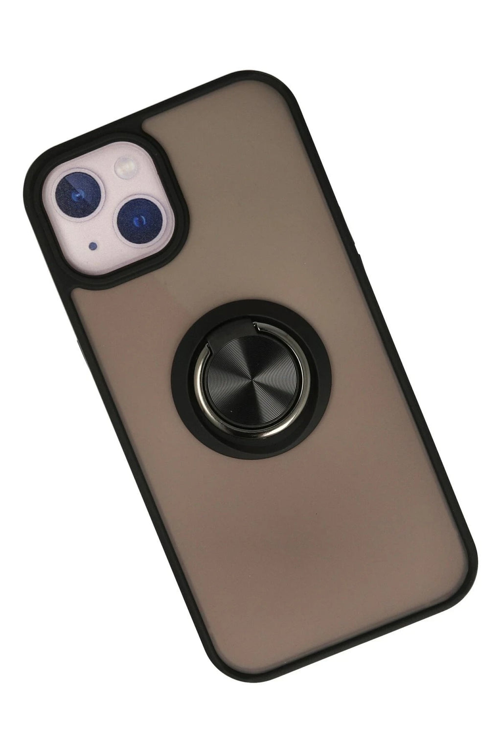 Mey İthalat® iPhone 13 Kılıf Montreal Yüzüklü Silikon Kapak - Siyah