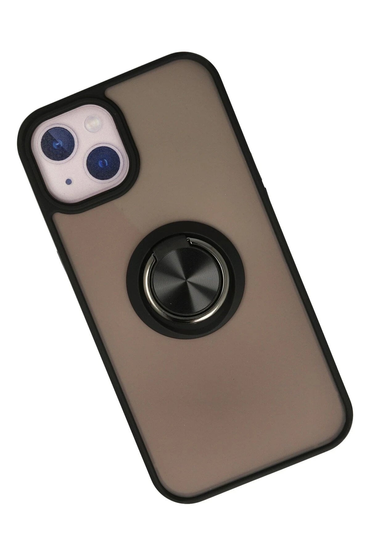 Mey İthalat® iPhone 13 Kılıf Montreal Yüzüklü Silikon Kapak - Siyah