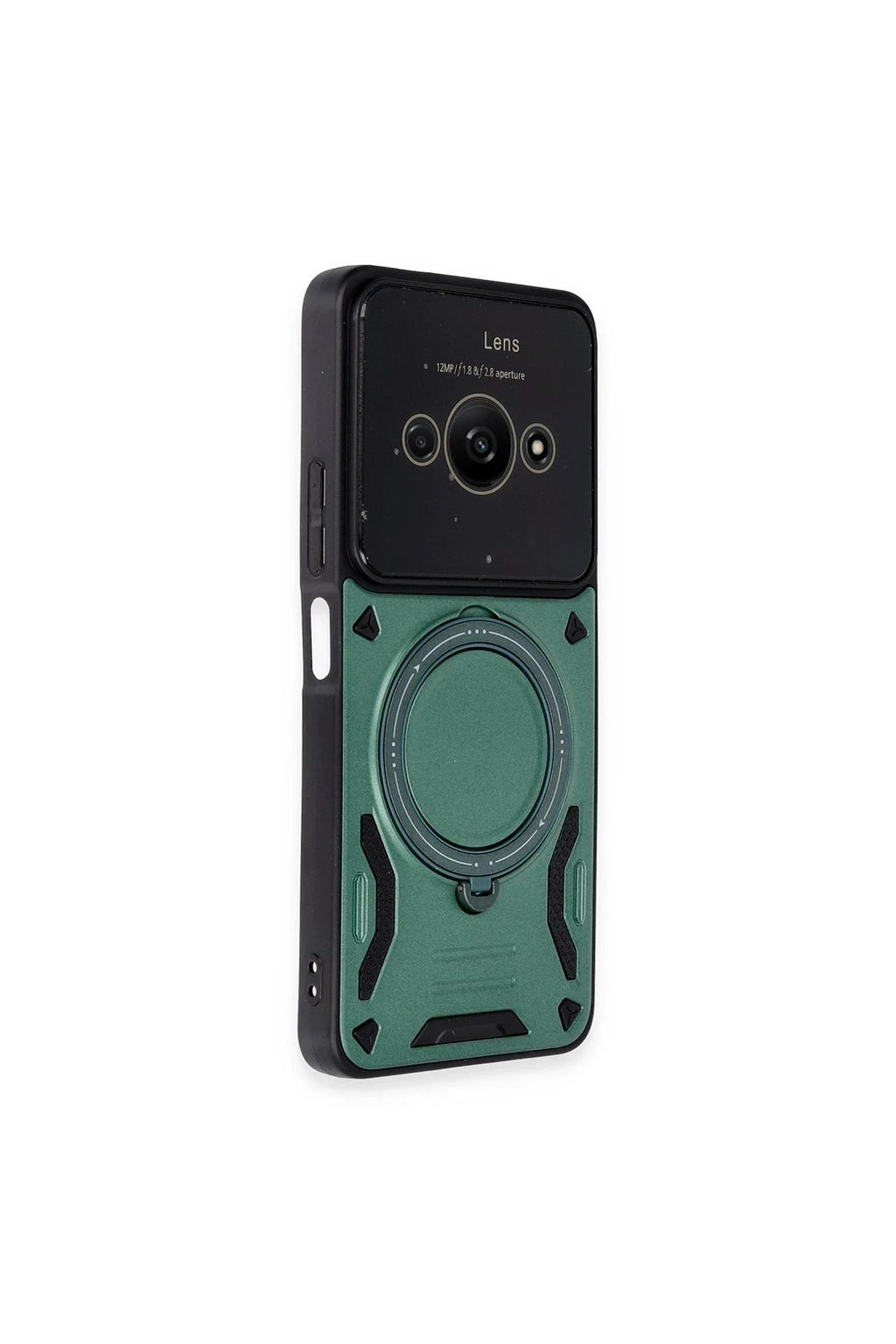 Mey İthalat® Poco C61 Kılıf Joy Lens Standlı Kapak - Koyu Yeşil