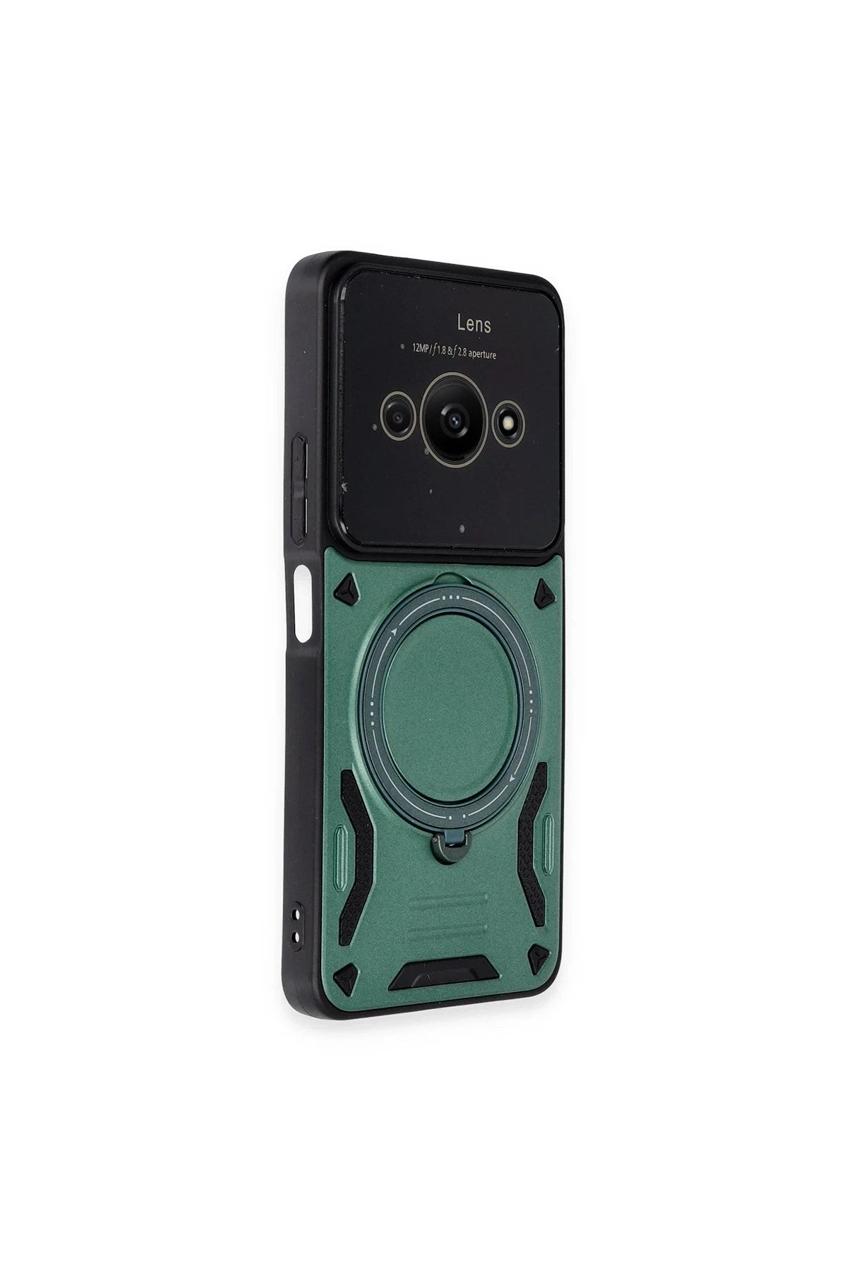 Mey İthalat® Poco C61 Kılıf Joy Lens Standlı Kapak - Koyu Yeşil