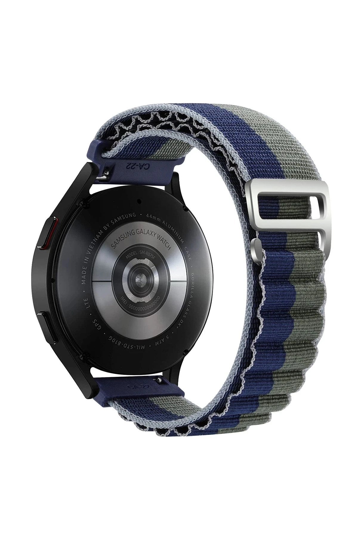 Mey İthalat® Watch 22mm KR410 Kumaş Kordon - Lacivert-Yeşil