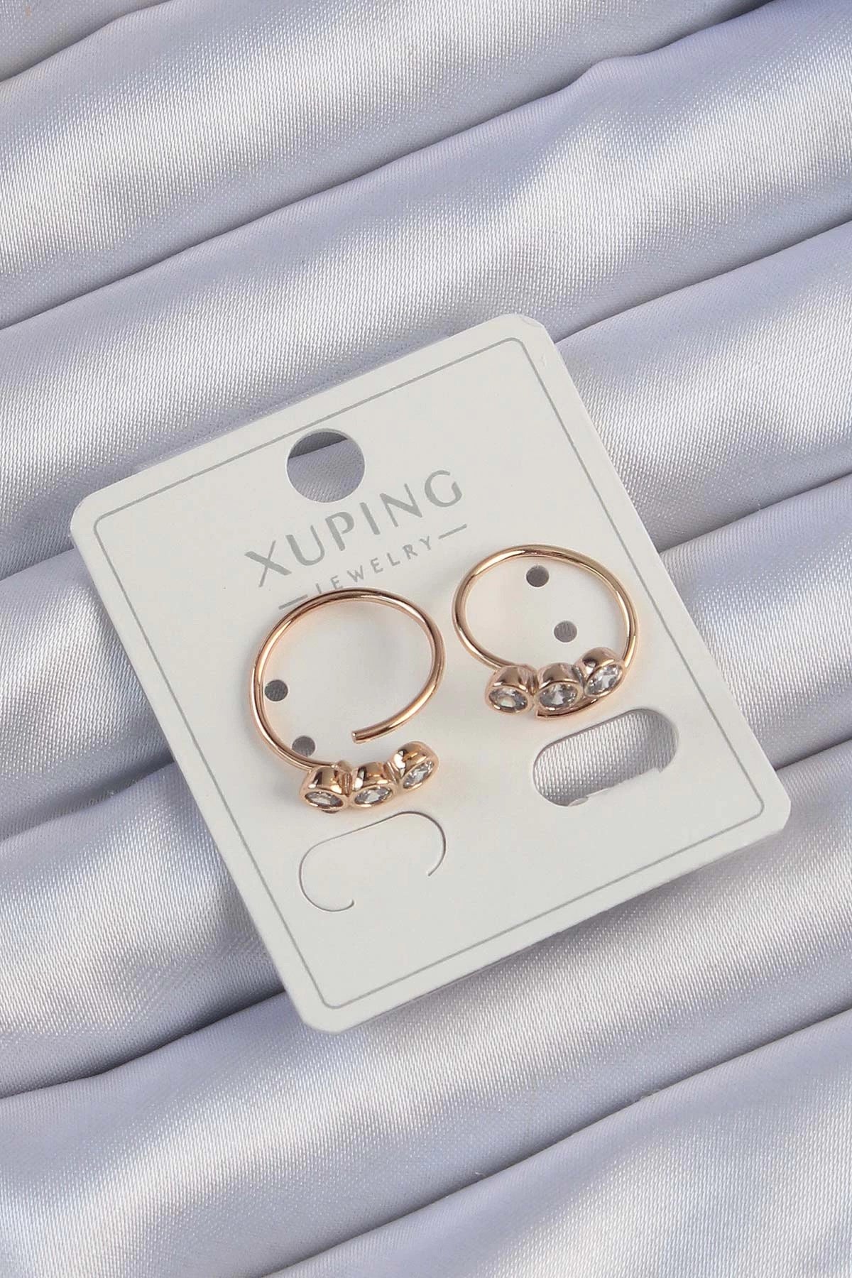 Mey İthalat® Xuping Rose Renk Zirkon Taşlı Su Yolu Küpe