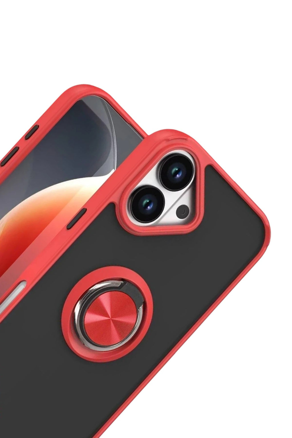 Mey İthalat® iPhone 17 Montreal Yüzüklü Silikon Kapak - Kırmızı