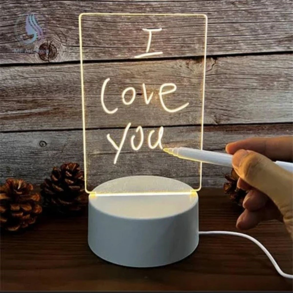 USB Kablolu Işıklı Kendiliğinden Beyaz Kalemli-Silgili Kreatif 3D Görselleştirme LED Lambası